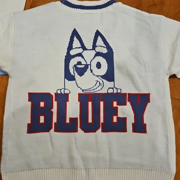 Nwt BLUEY Toddler Girl  White and Blue Cardigan - Picture 5 of 7
